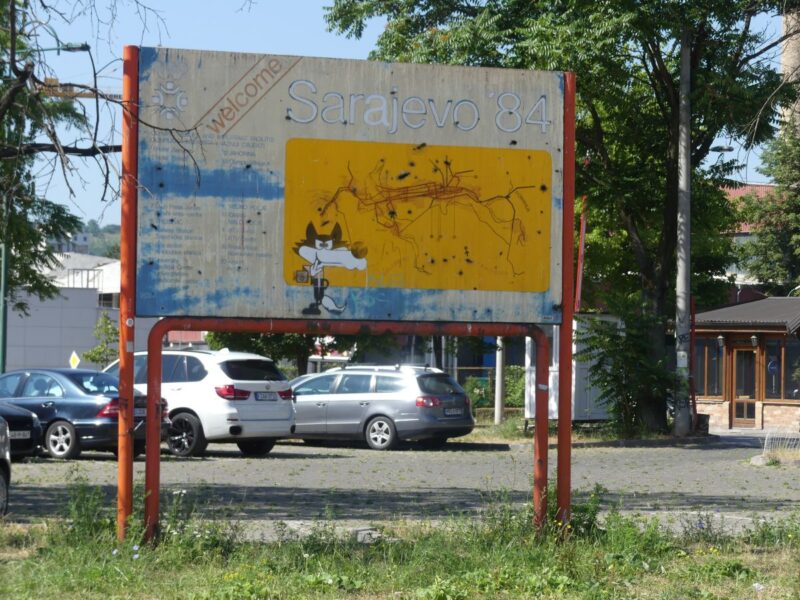 Willkommenschild "Sarajevo" Olympische Winterspiele 1984