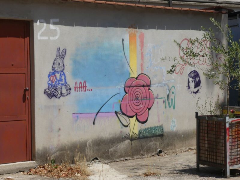 Graffiti Hase und Rose